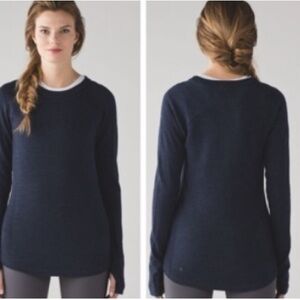 Lululemon Sit in Lotus Merino Wool Long Sleeve Sweater black Ribbed in size 8